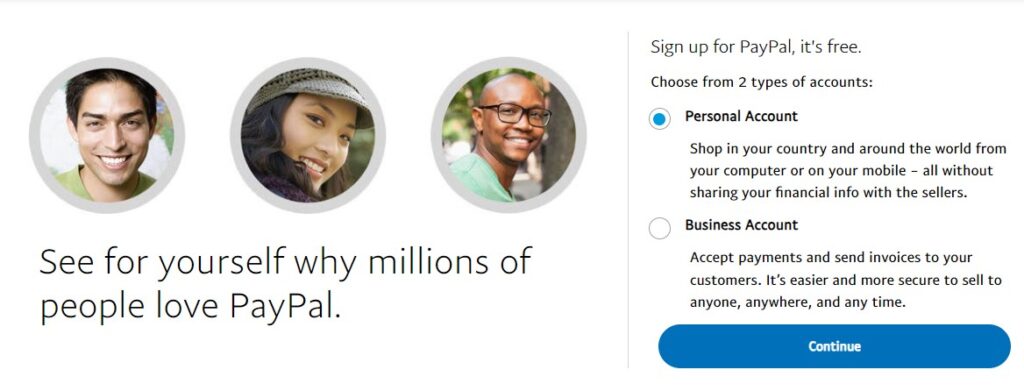 Paypal Odabir Vrste Računa