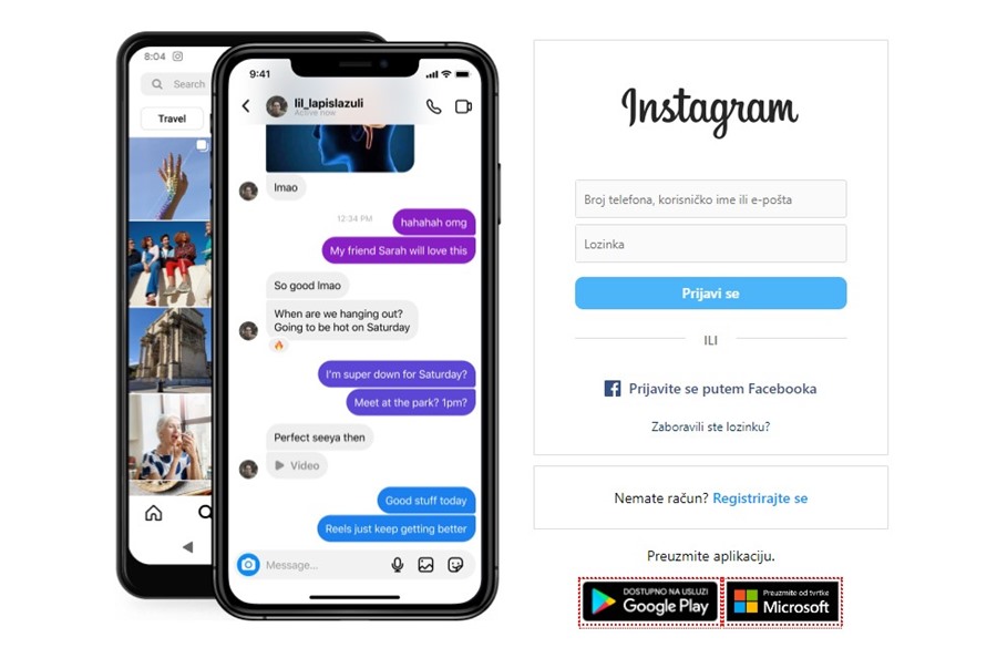 Kako izbrisati instagram - Prijava