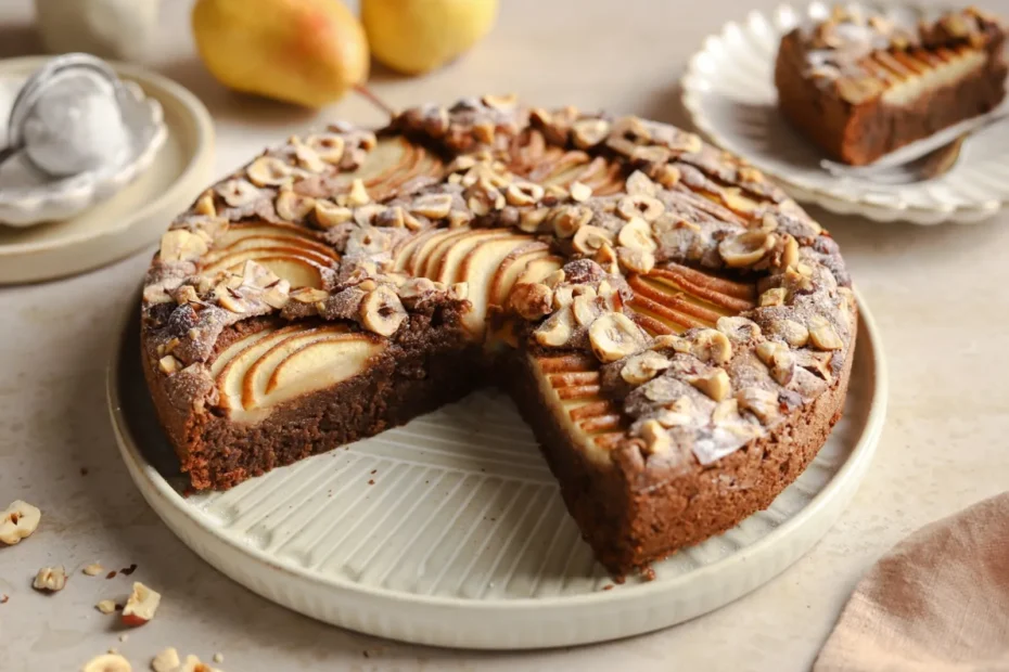 Sočna čokoladna torta s kruškama i lješnjacima