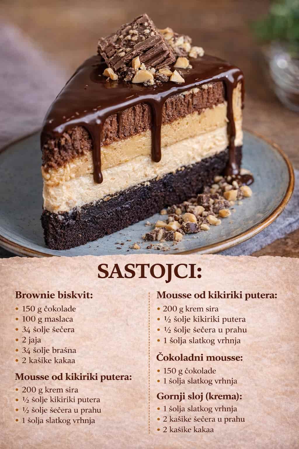 Brza čokoladna torta s mousseom od kikiriki putera