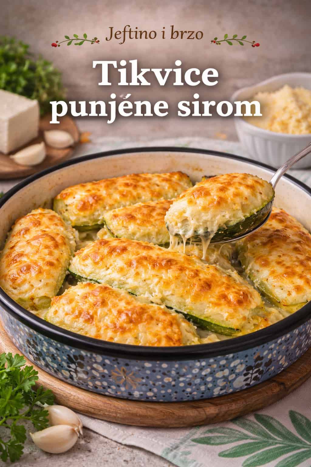 Tikvice punjenje sirom, zapečene u rerni