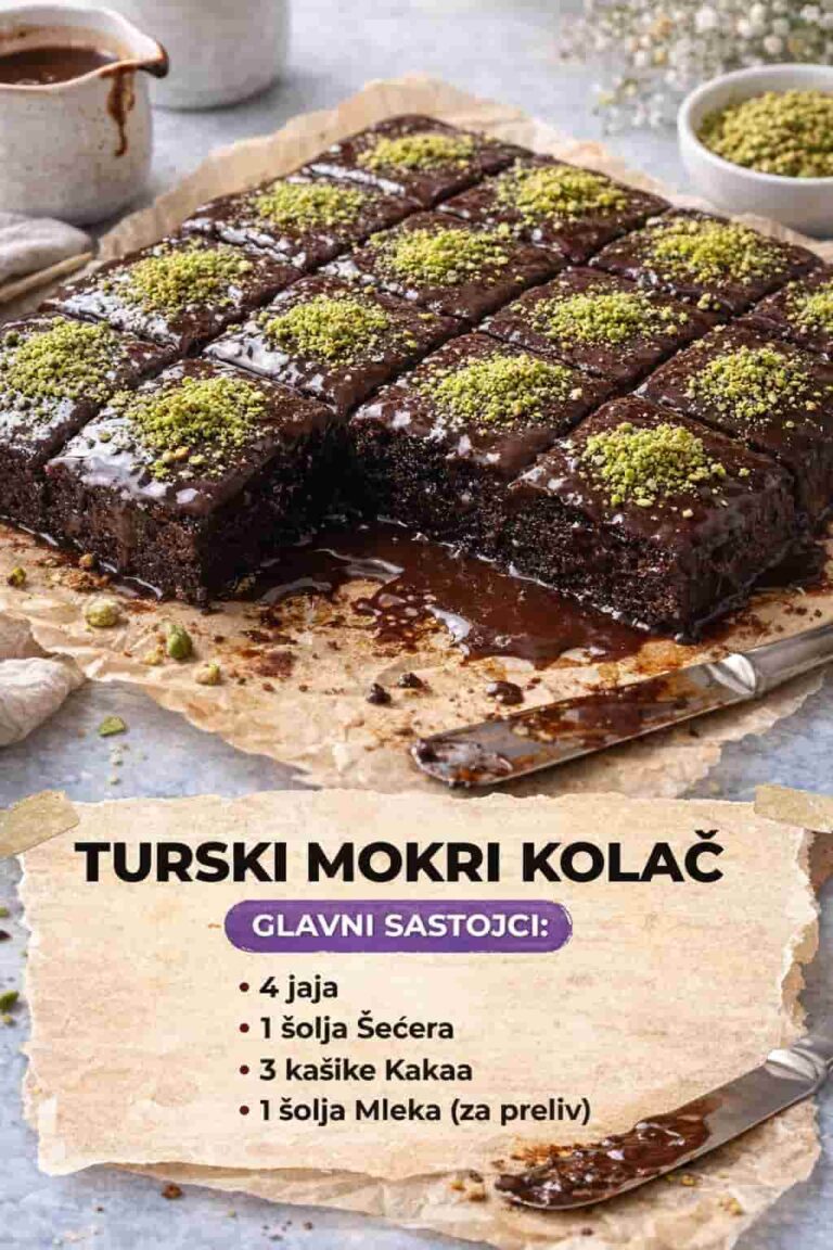 Turski Mokri Kolač (Islak Kek) – Originalni recept sa pistaćima