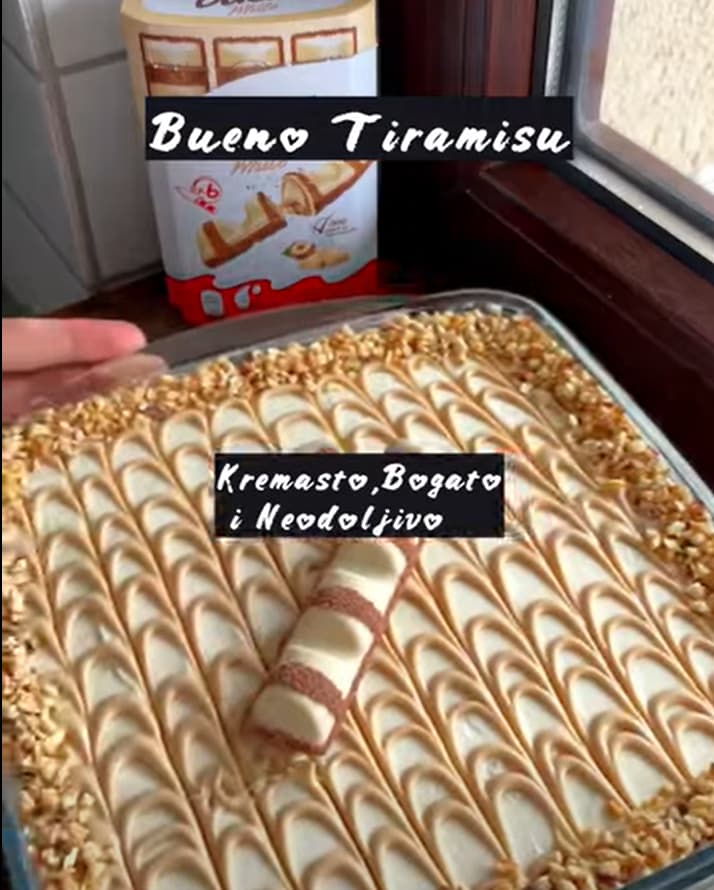 BUENO TIRAMISU (bez pečenja, bez jaja, bez kafe)