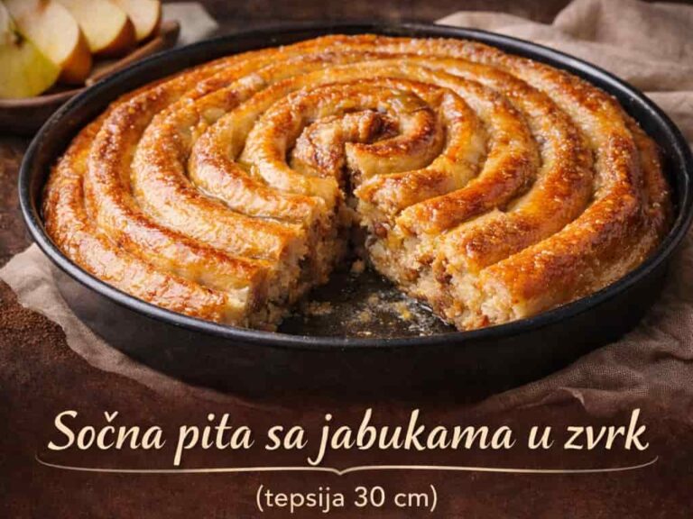 Sočna pita sa jabukama u zvrk (tepsija 30 cm)