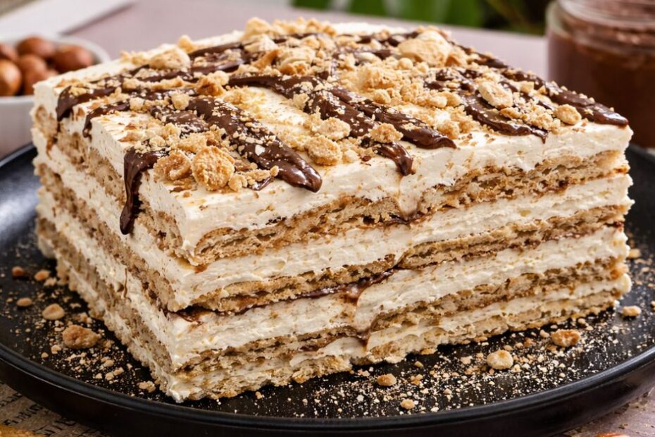 Jednostavan kolač od keksa bez pečenja s mascarponeom i Nutellom