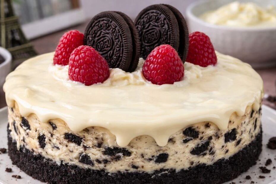 Pečeni Oreo cheesecake s preljevom od bijele čokolade