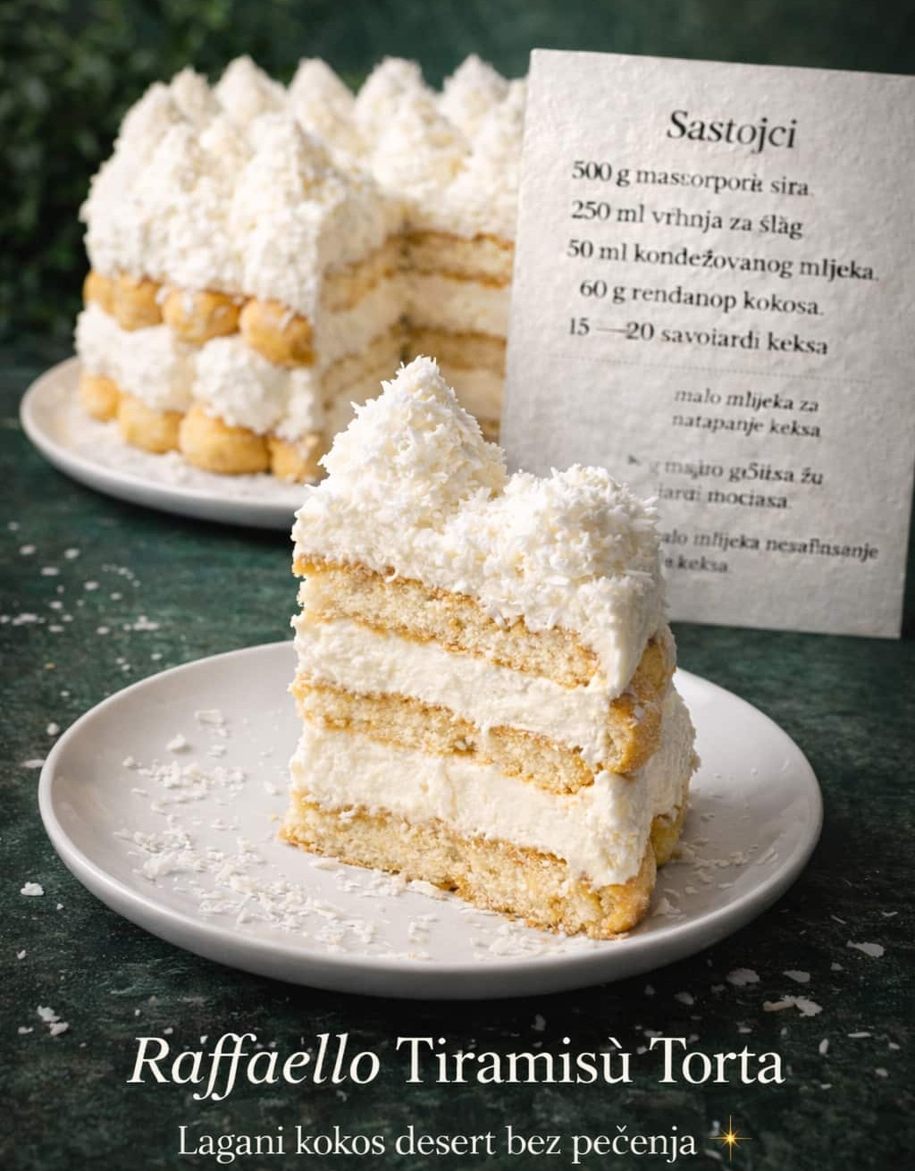 Raffaello tiramisù torta 🥥🍰 (bez pečenja)