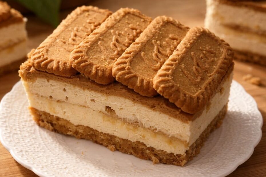 No-bake Biscoff cheesecake kocke
